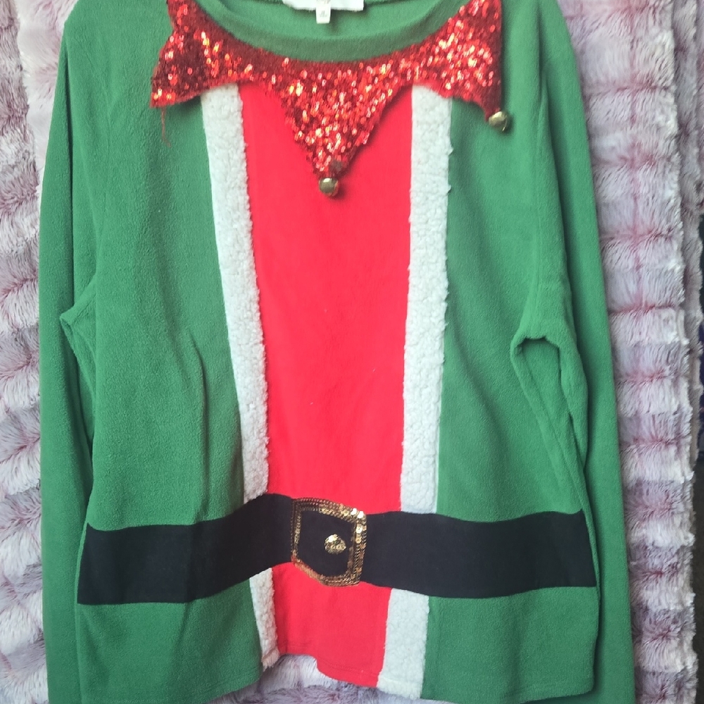 Festive Green and Red Elf Sweater